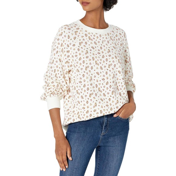 Bandier x Sincerely Jules The Juniper Crew Neck Sweatshirt Cream Floral Ditsy 3X - Picture 1 of 8